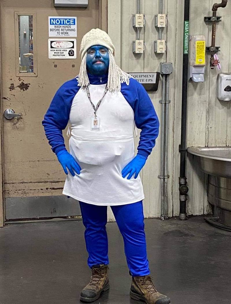 All of my coworkers agreed to dress up as smurfs for Halloween. I'm the only one to go through with it