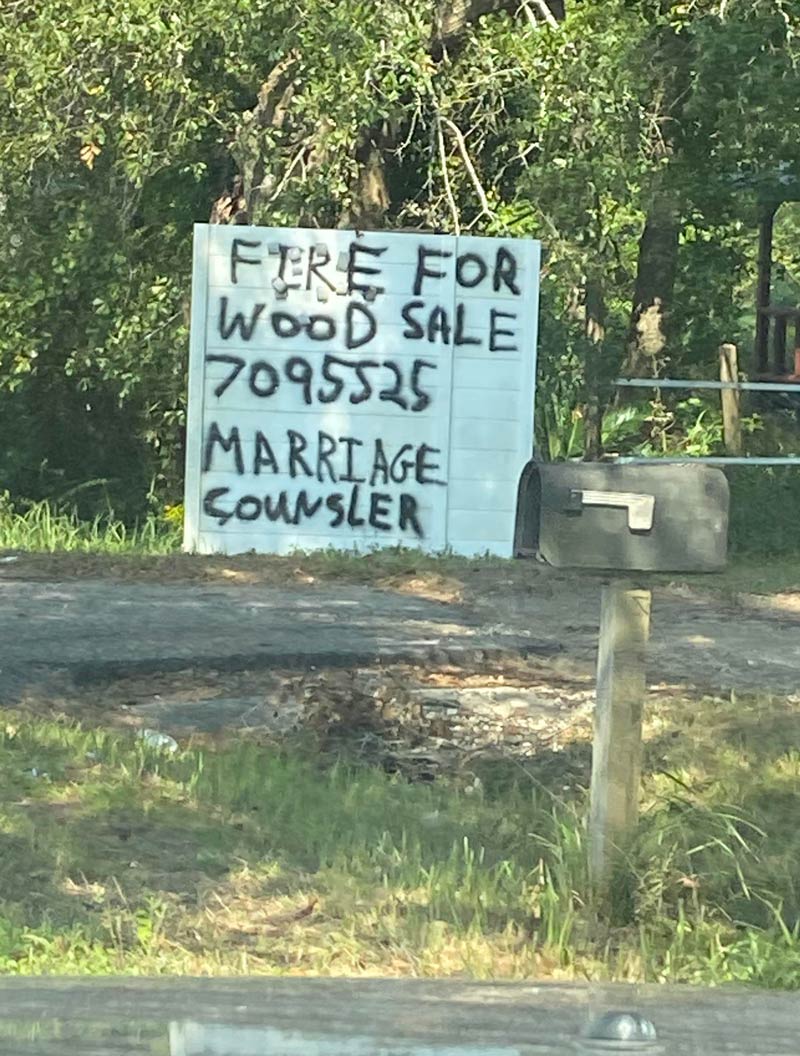 firewood and marriage counseling