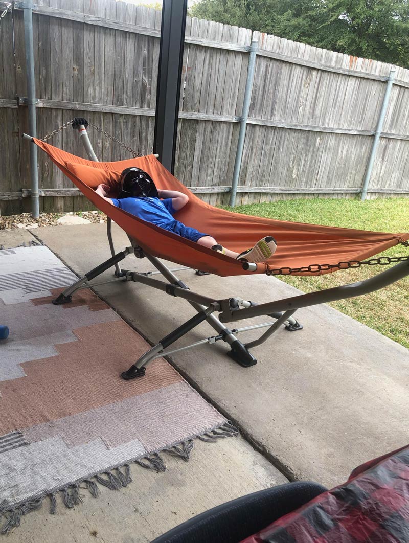 Came outside to check on my son who said he was going to take a nap. I think he’s living his best life