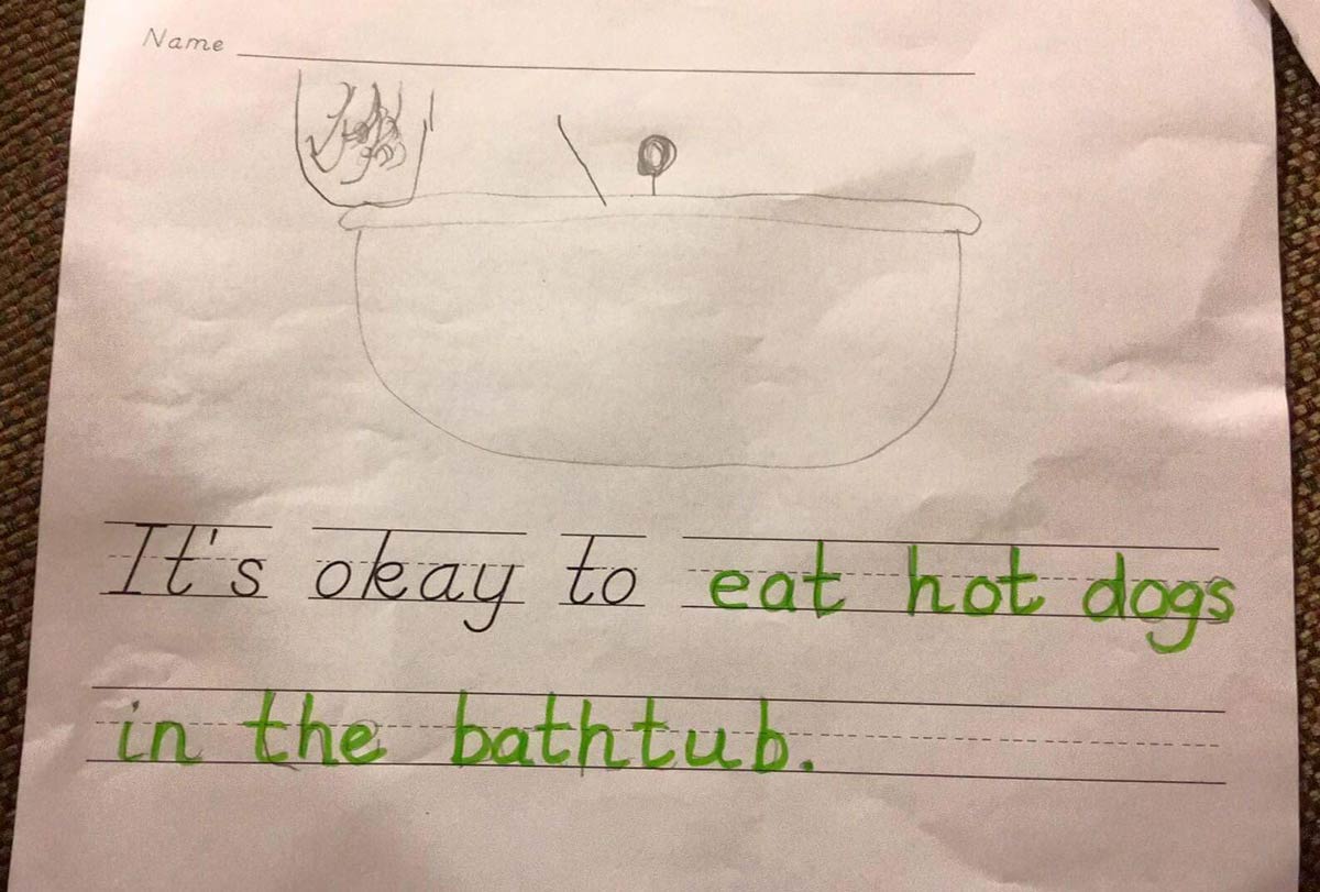 My son's Kindergarten priorities were on point
