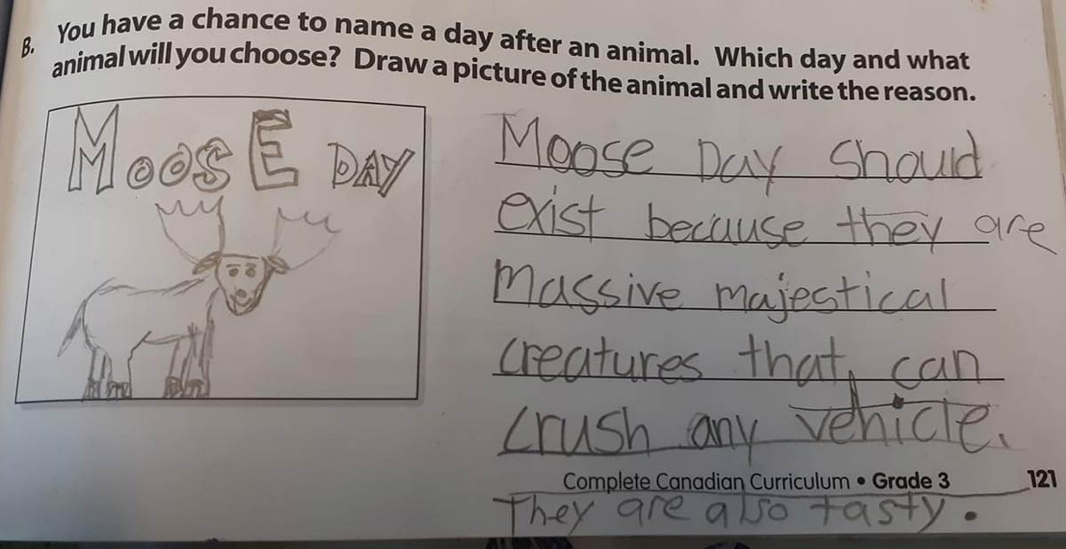 My Canadian friend’s daughter thinks there should be a Moose Day