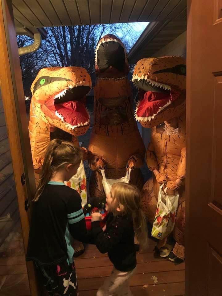 My kids losing it over a random T-Rex squad