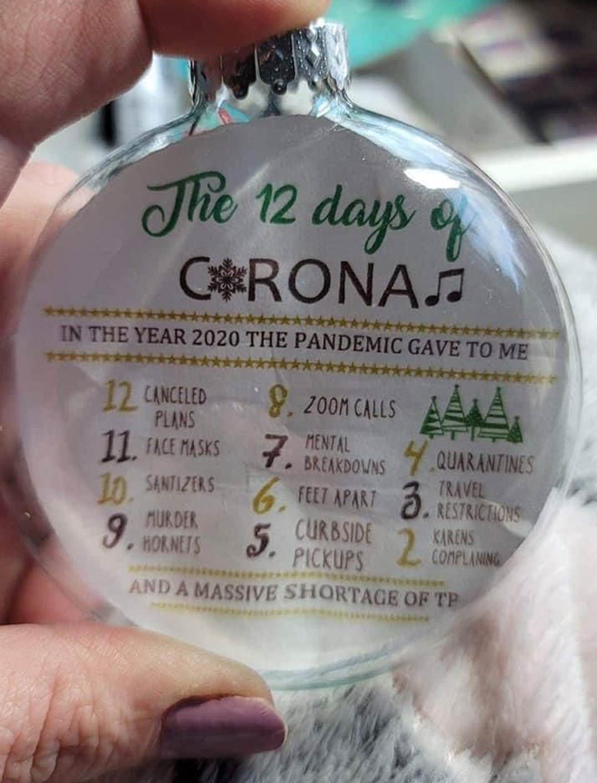 The 12 Days of Corona Christmas ornament