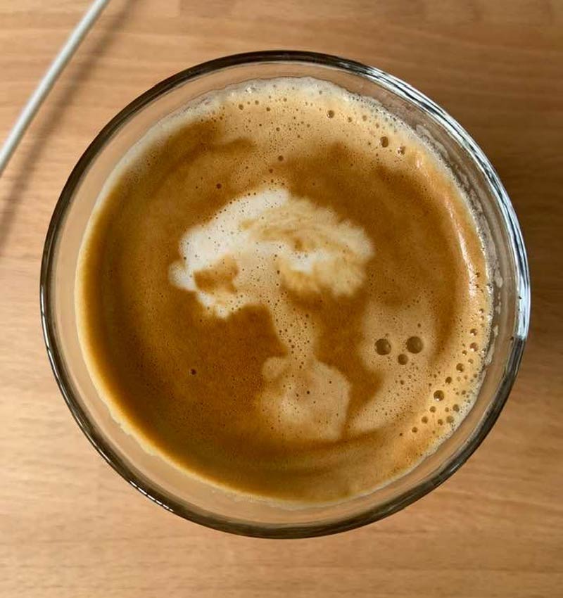 Today’s coffee art... A cat setting off a nuclear explosion