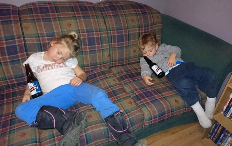 My niece and nephew passed out, added empty beer bottles, turned out great I think