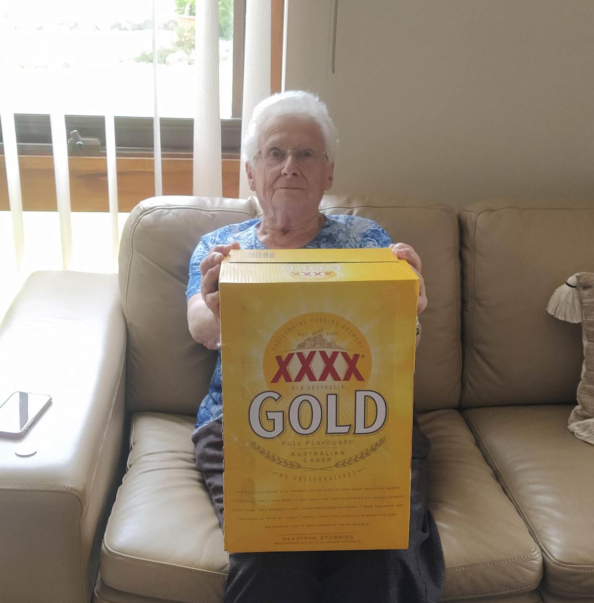 I buy nan a slab (case) of beer every Xmas. It's the only present we'll buy anyone each year, guaranteed to be what they want