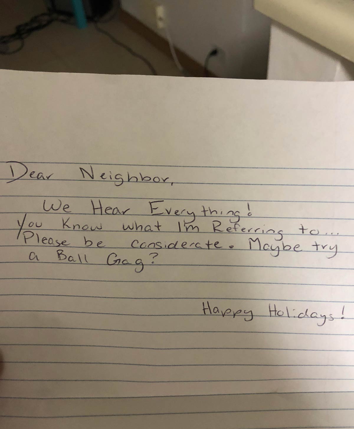 This note that someone taped to my friend’s front door