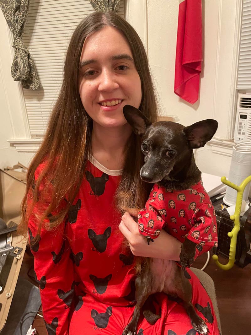 For Christmas, my mom got complementary pajamas for my dog and I