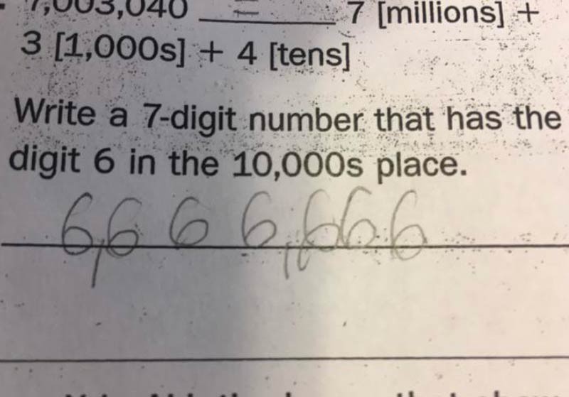 My fourth grader’s math homework. She said This way I didn’t even need to think about it.