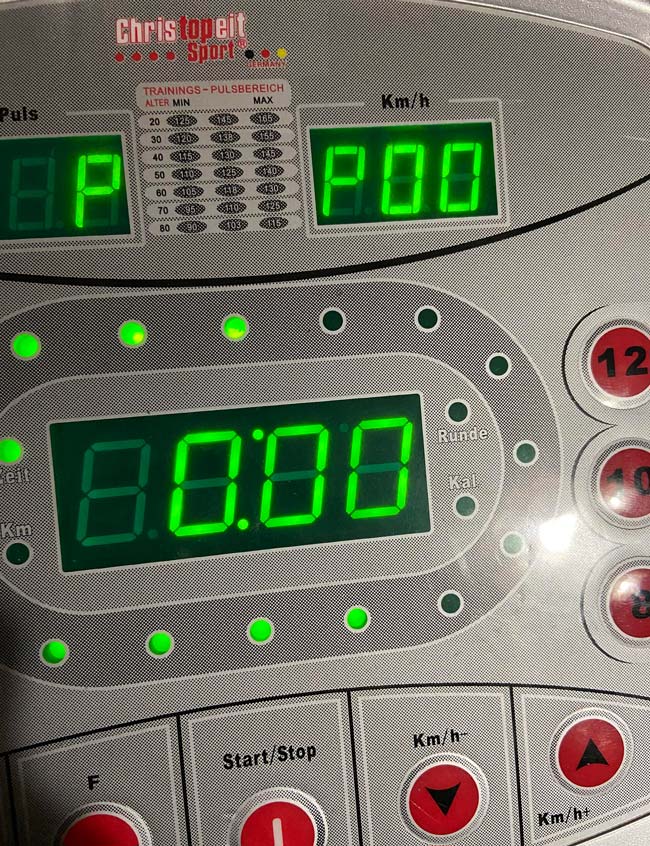 Trying to have a jog on the treadmill but it says poo and won’t start