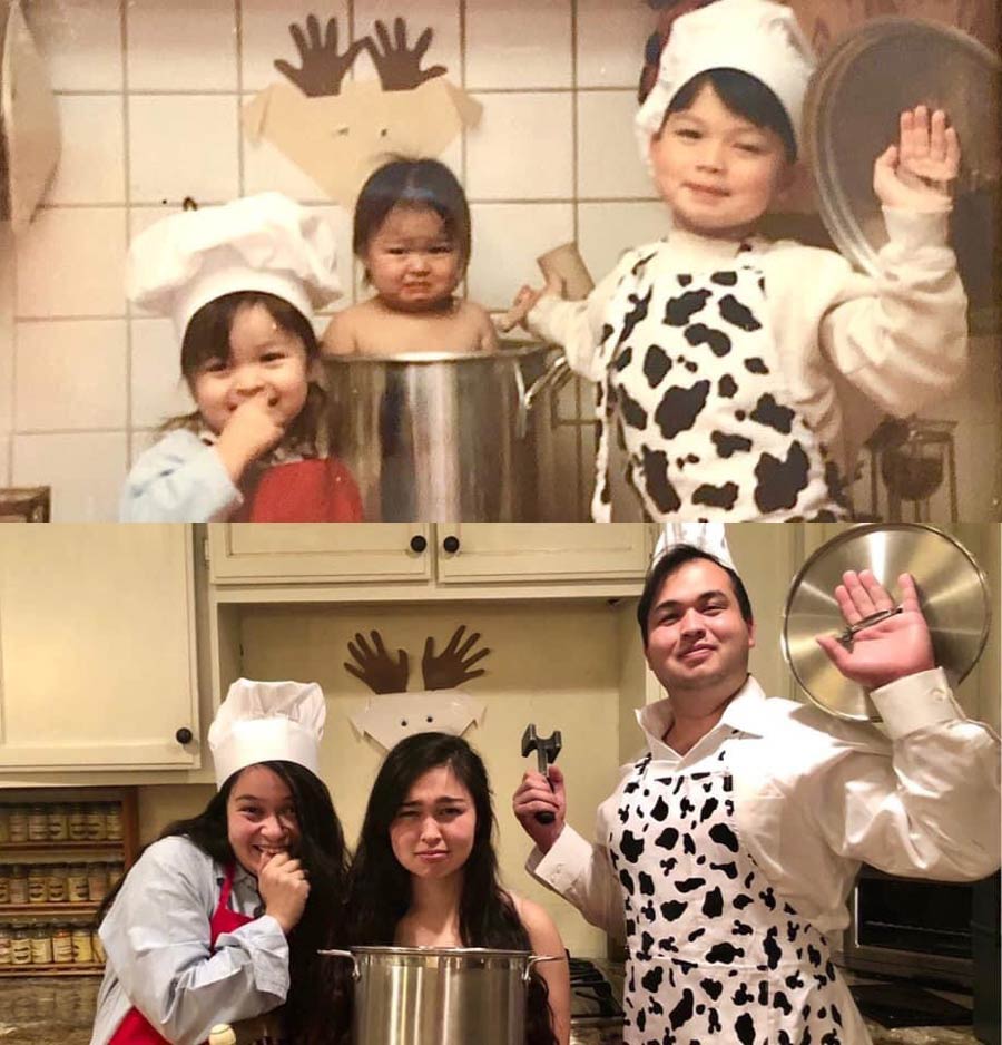 I saw the apron while shopping, and decided to do a remake of my mother’s favorite picture for Christmas. 23 years apart