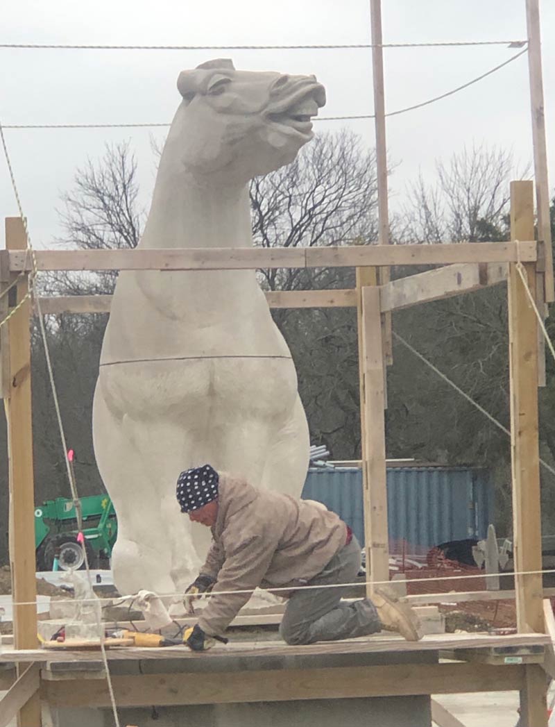 This horse statue near my town looks like Jar Jar Binks bustin a nut