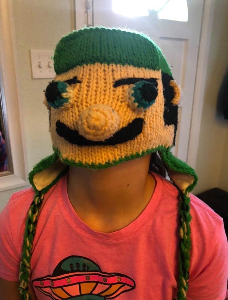 My friend’s daughter made a Luigi mask