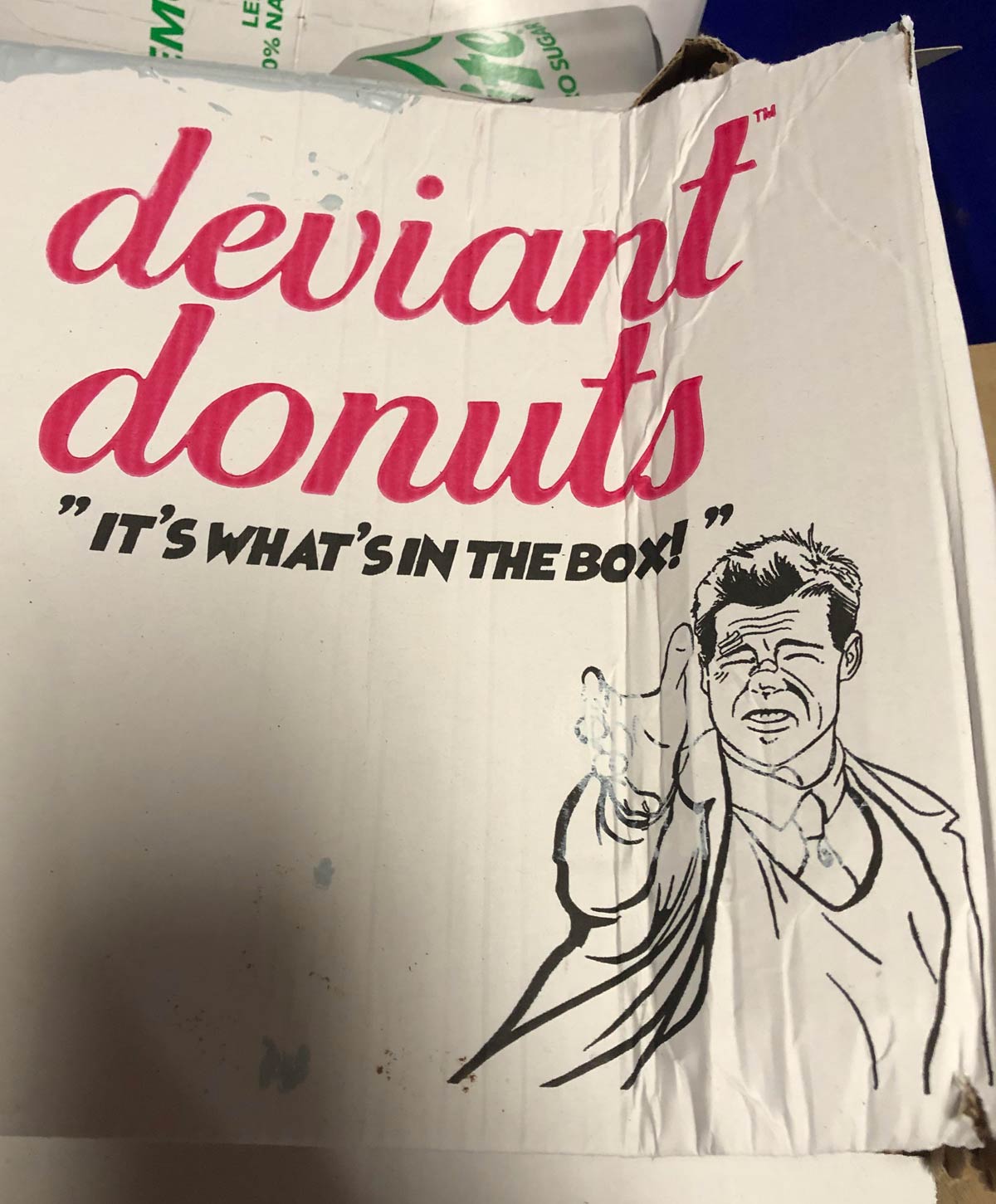 "What's in the box?!" My local donut shop's to go box