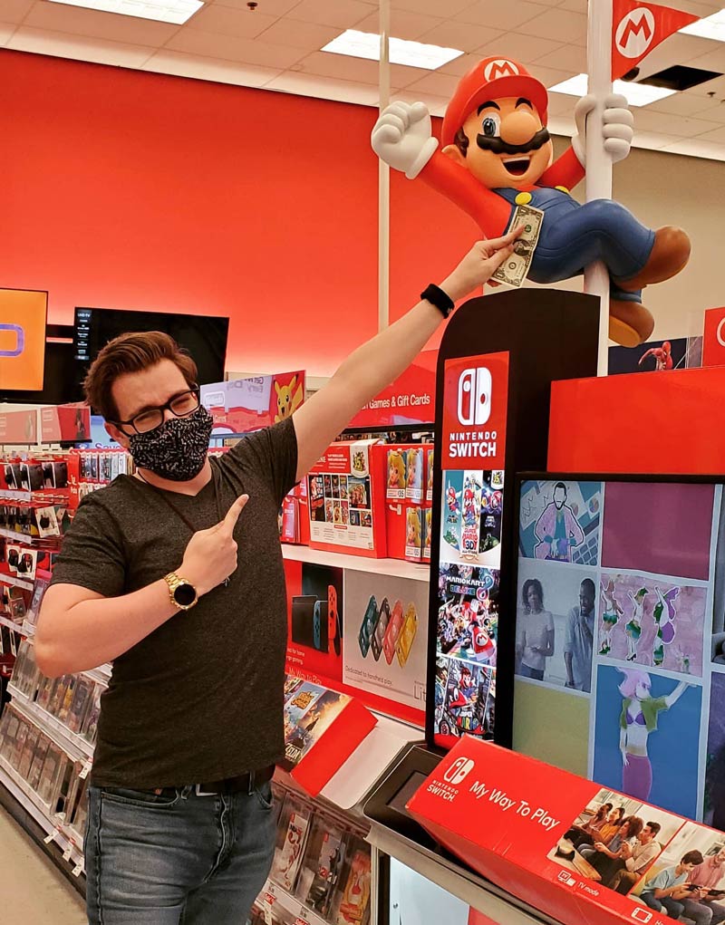 Boyfriend couldn't resist pole-dancing Target Mario