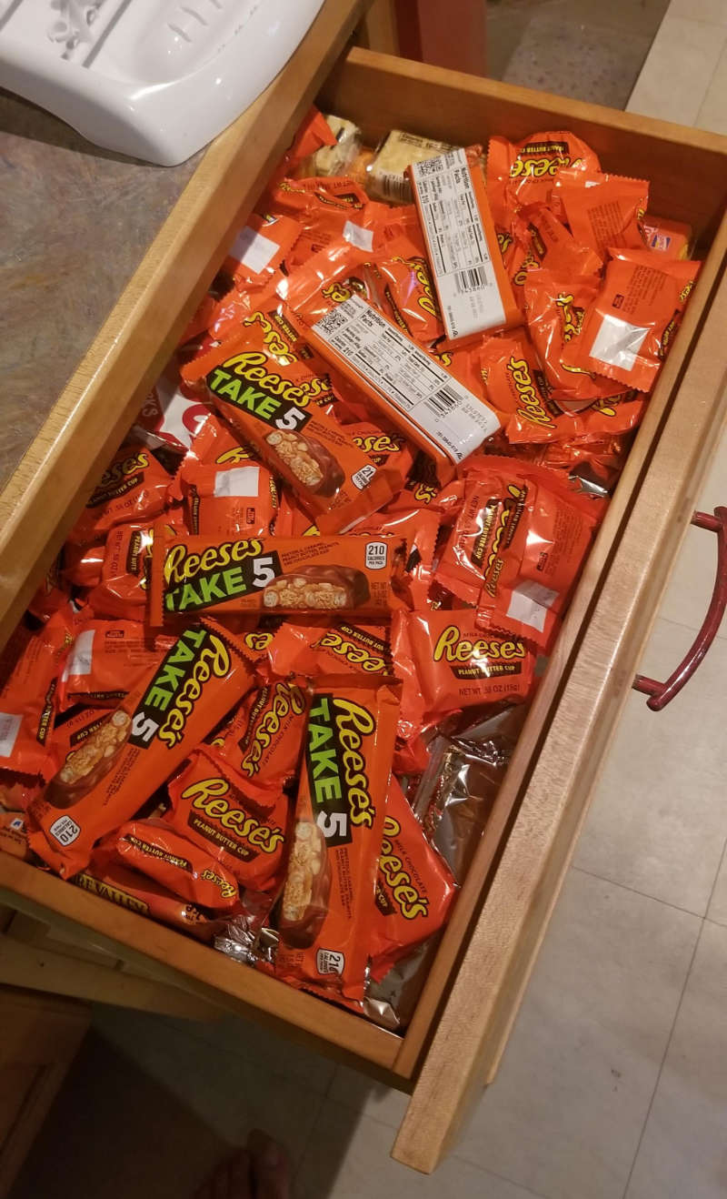 Some people have a snack drawer. I have a Reese's drawer
