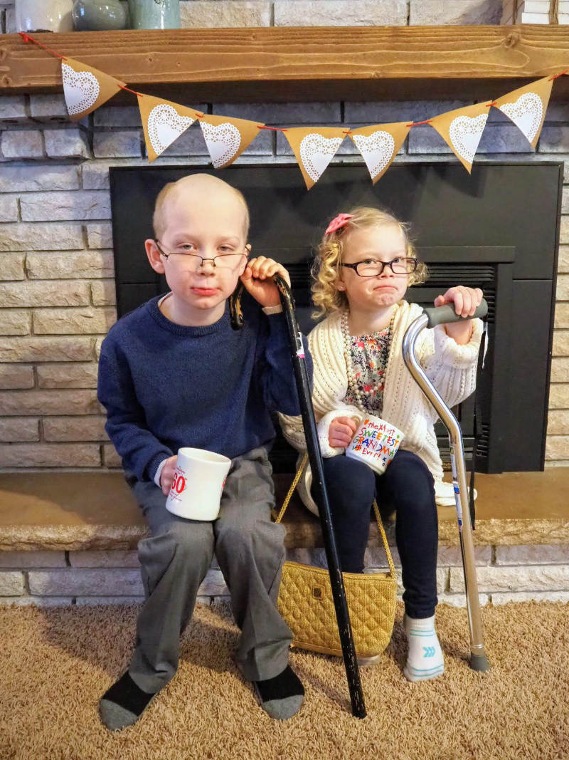 My kids went all-out for Senior Citizens day at school