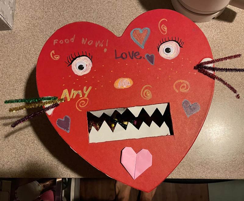 A kid's Valentine project in the 2nd grade
