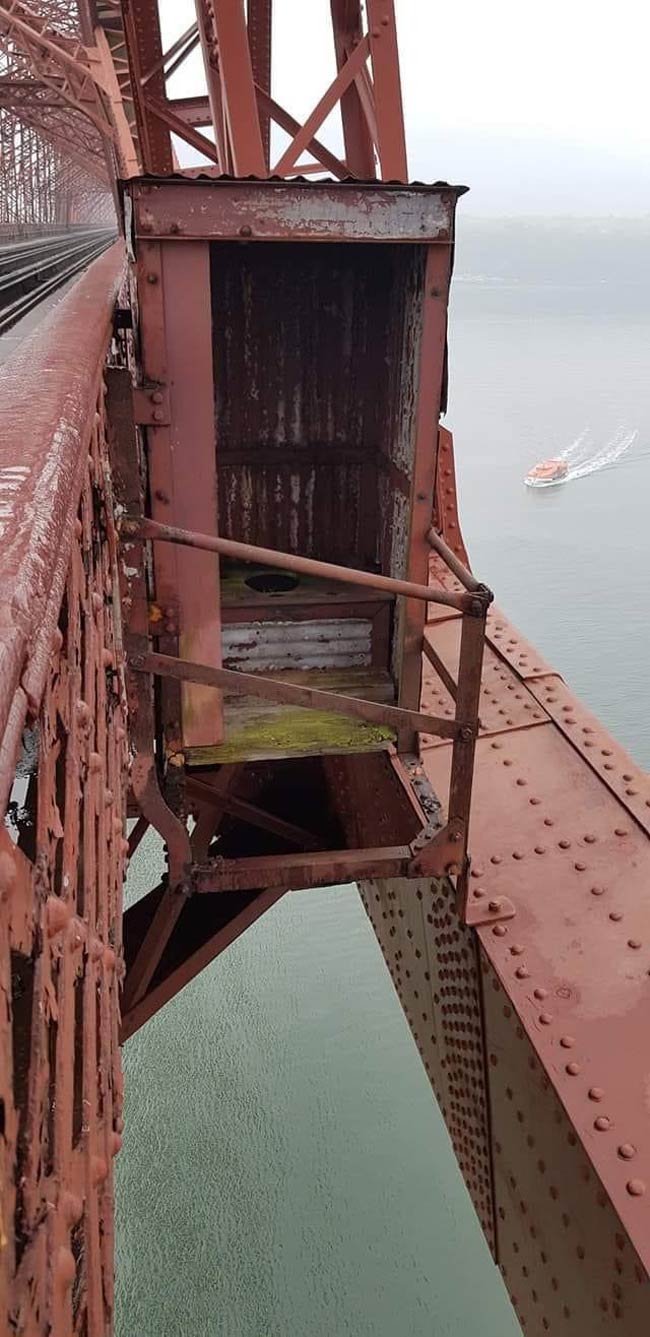 The toilet on the Forth Bridge, Scotland. Look out below!