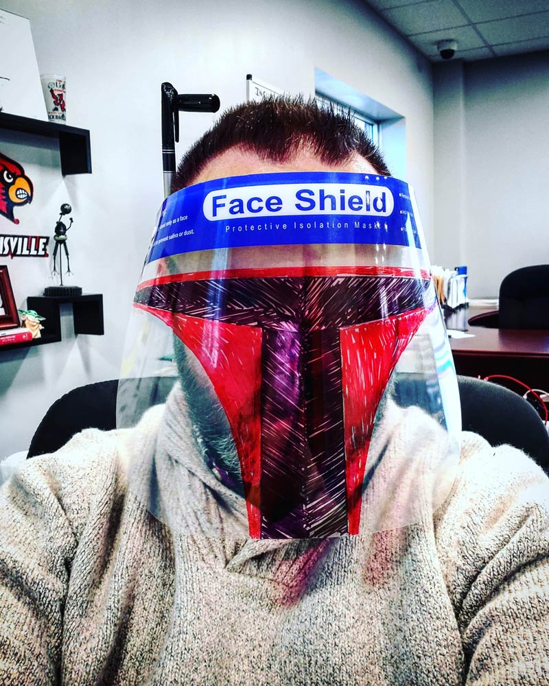 When work gives you a new face shield, but Star Wars is life