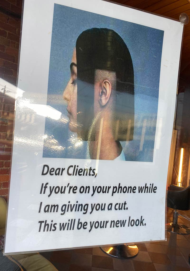 This sign at the barbers