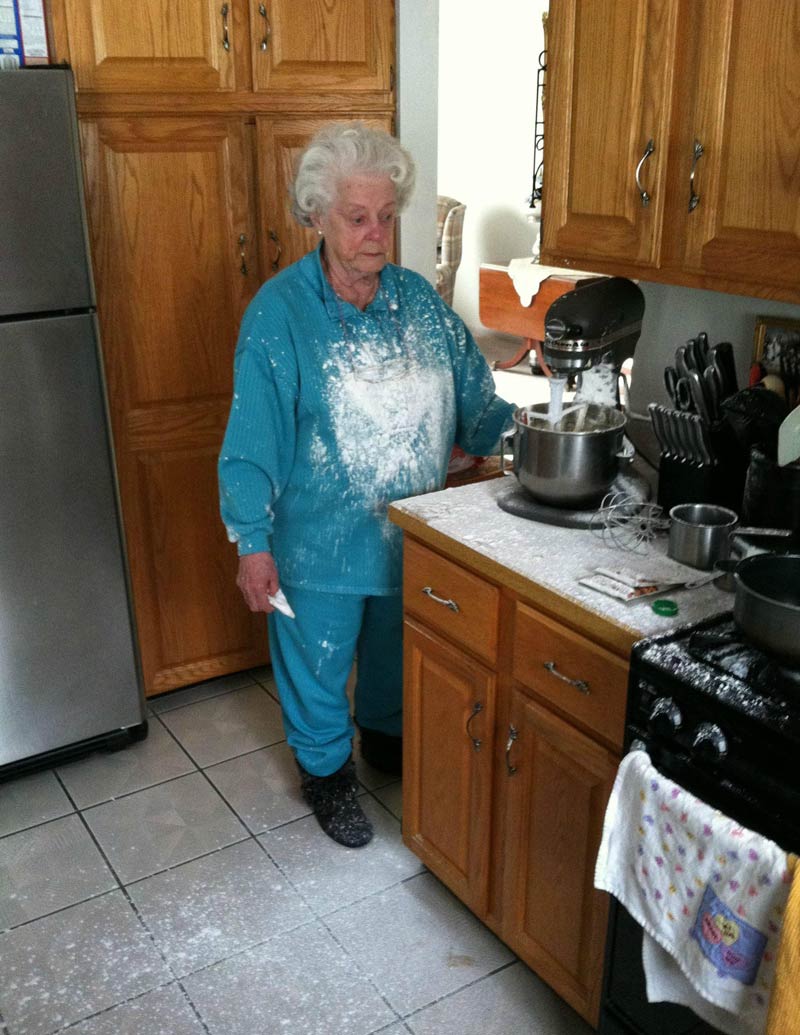 Here is my favorite picture of my grandma. She was having a hard time with the mixer