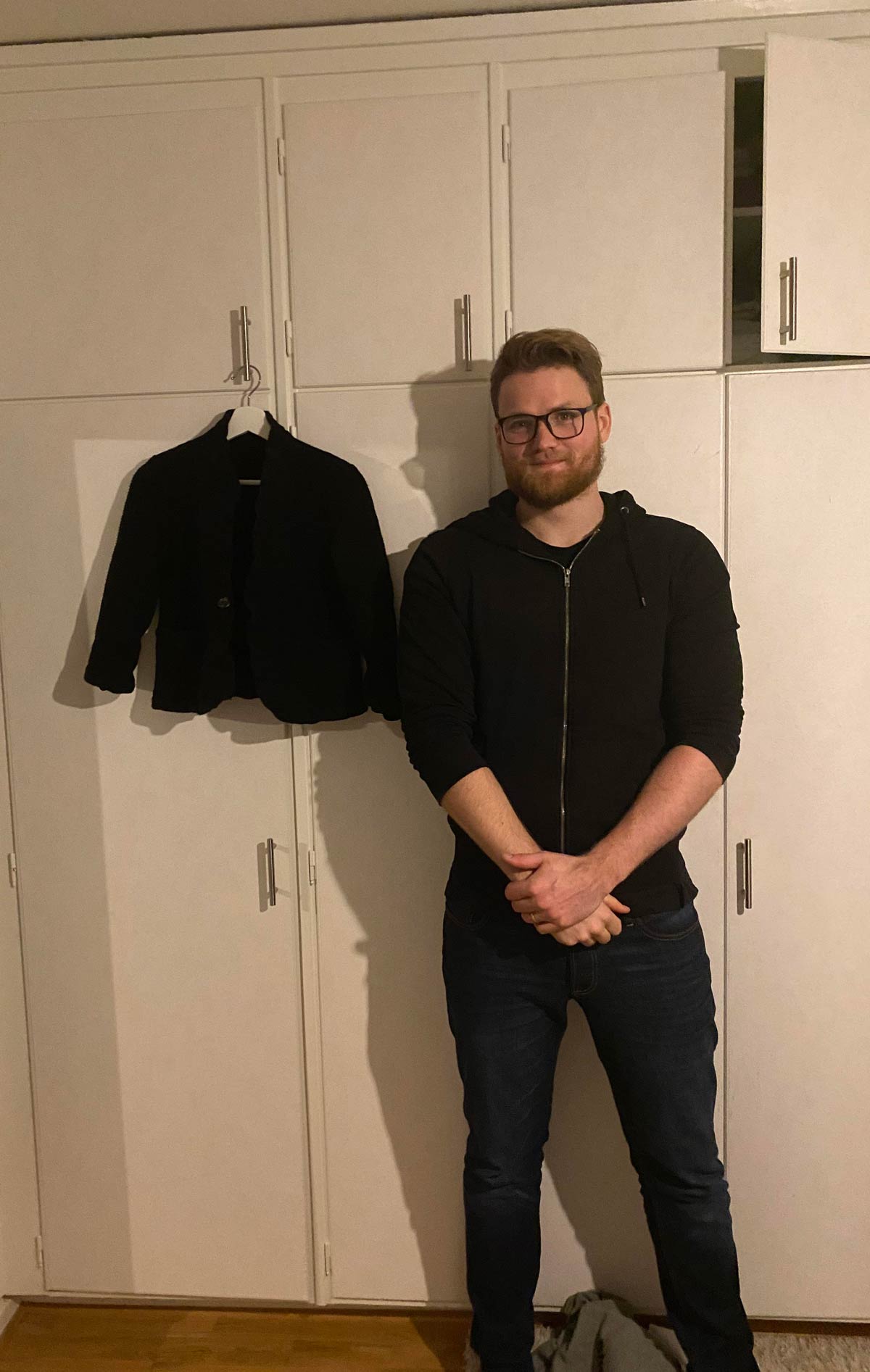 I’ve accidentally shrunk my husband's jacket. Husband for scale
