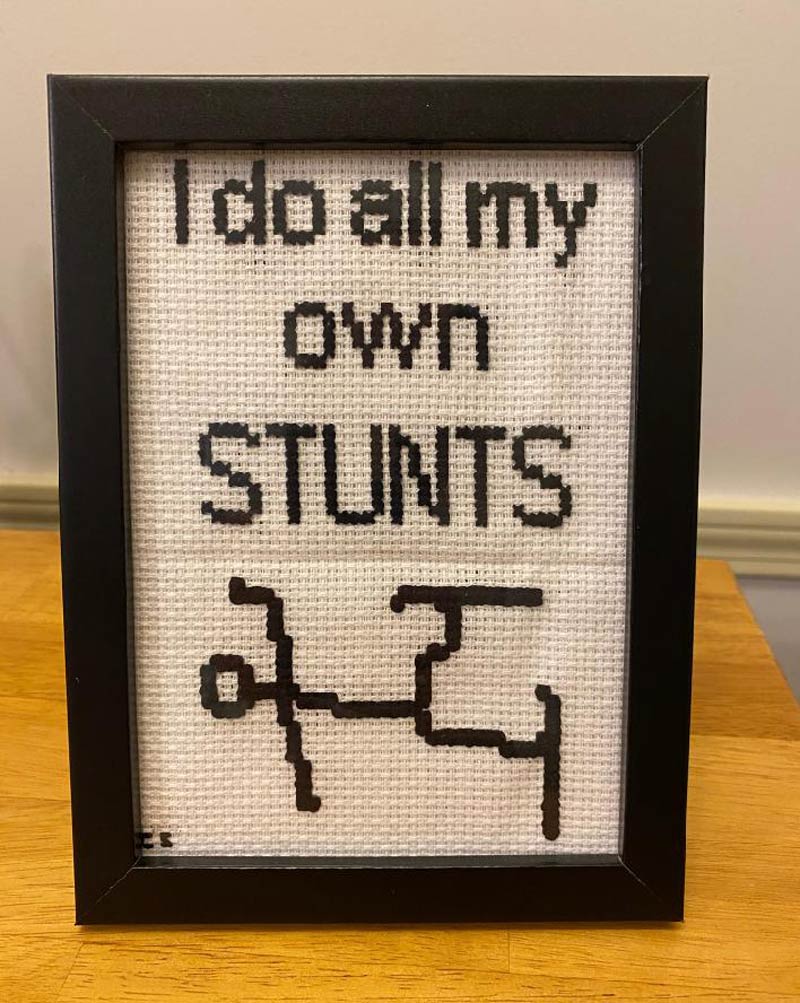A friend broke his hip while skiing. My sympathetic wife made him this