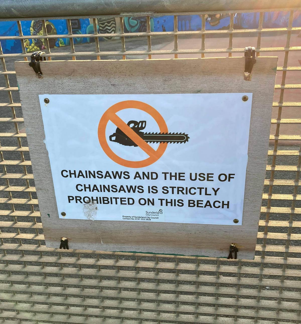Unusual beach sign