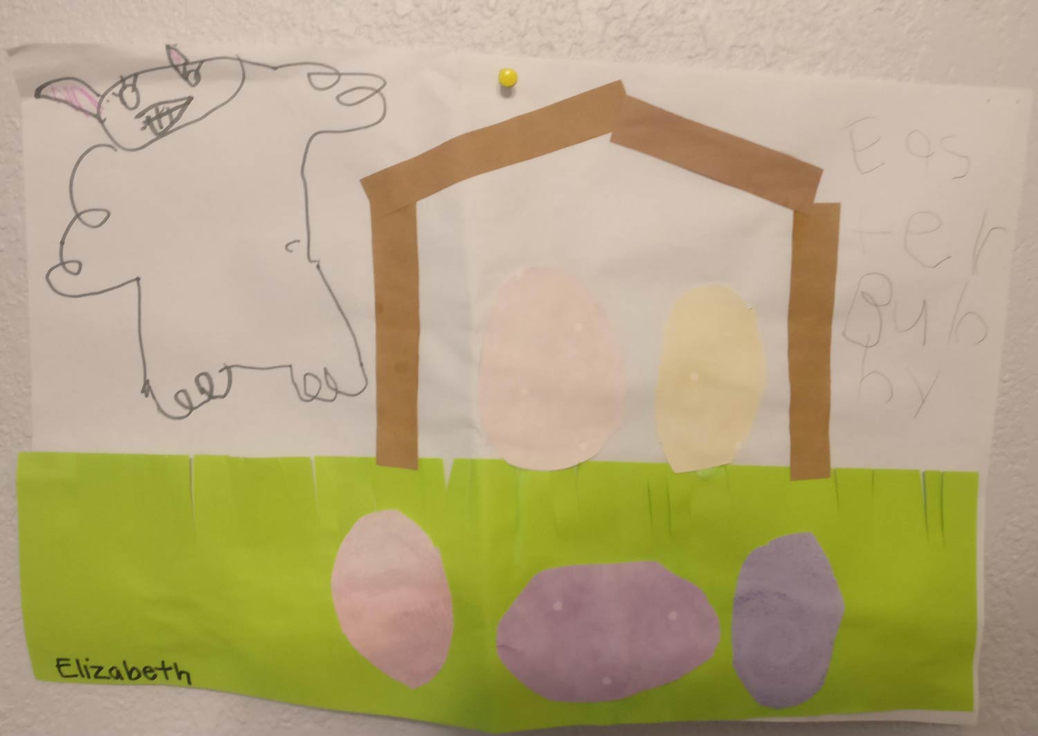 My daughter is in kindergarten and she did an Easter bunny, he turned out to be an absolute unit