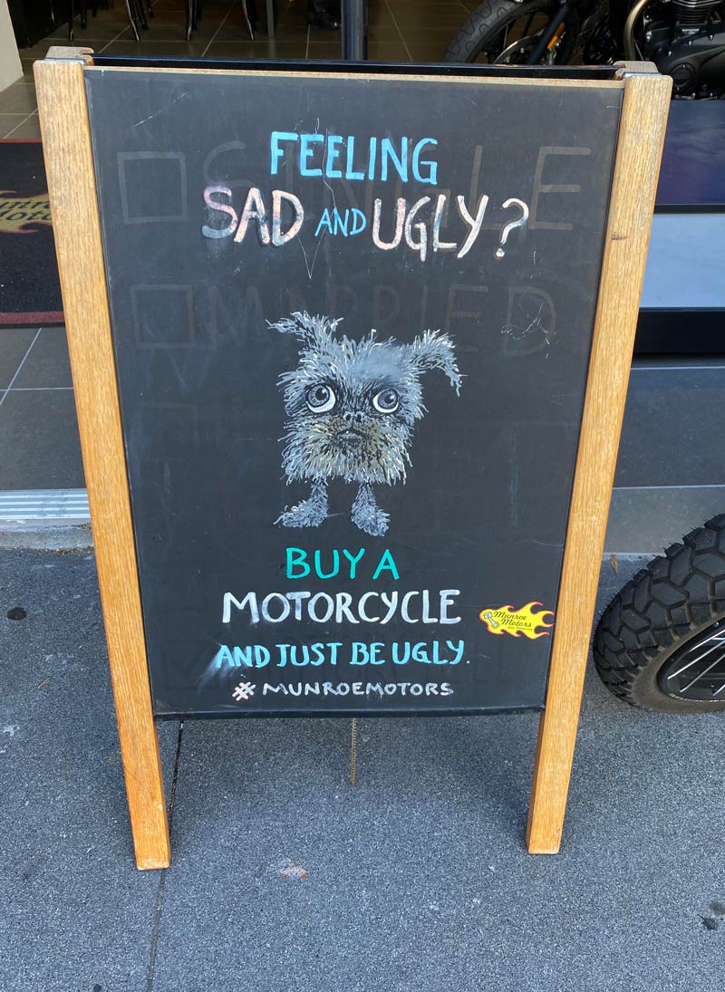 Sign outside a motorcycle dealership