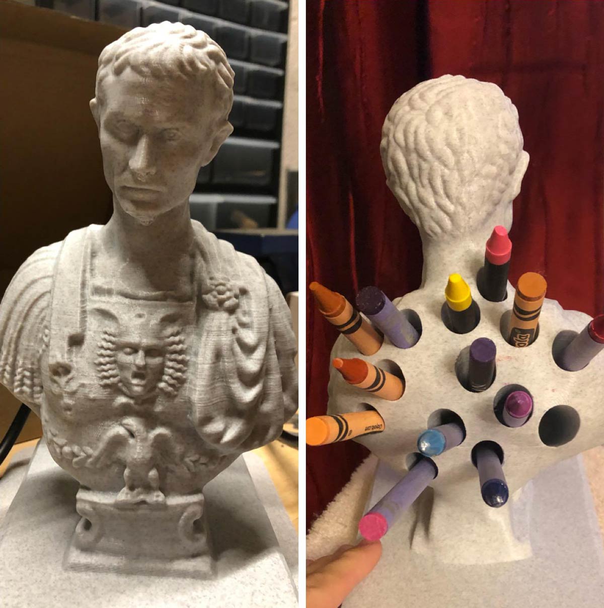 I 3d printed a Julius Caesar pencil holder bust for my mom