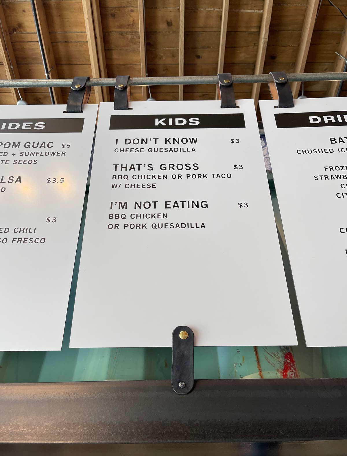 The Kids menu at this restaurant