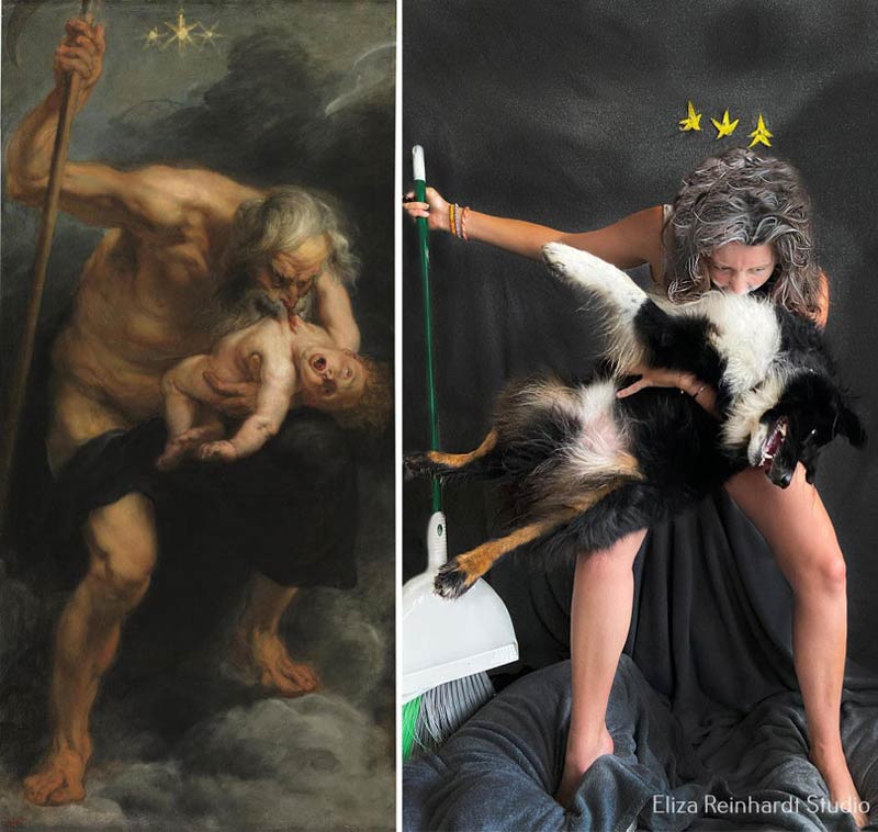 A recreation of “Saturn” by Rubens that my dog and I did. We do one every day, but this is one of my favorites