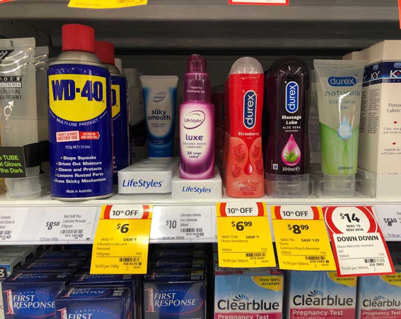 WD-40 in the lube section at the local supermarket
