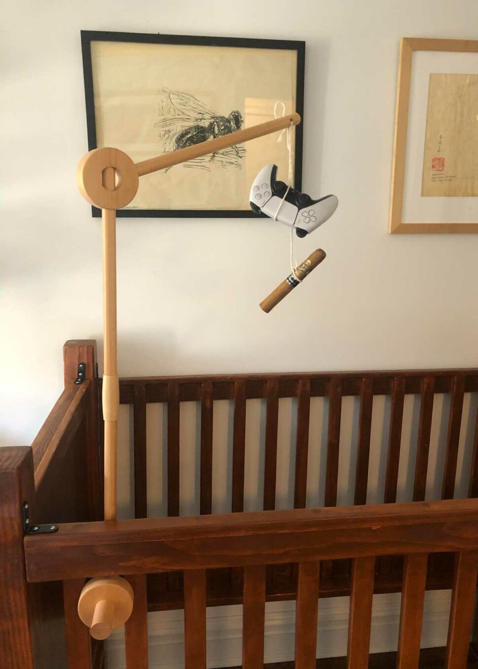 I used up all my creative energy building the crib and was out of ideas when my wife asked for a mobile