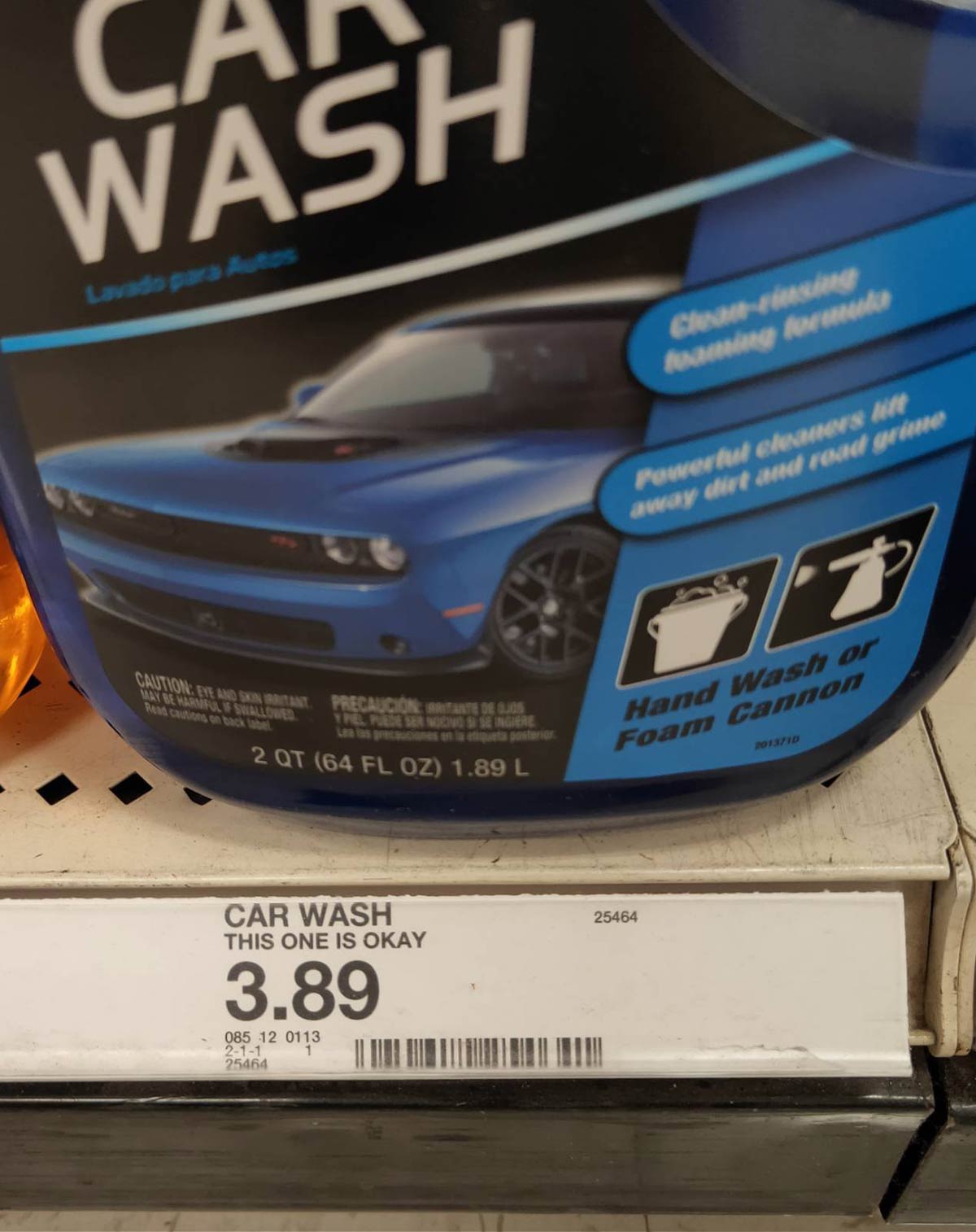 The shelf label I found at Target today sold me on this car shampoo