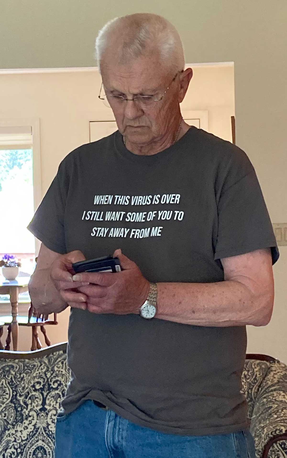 Got to see my 82 year old grandfather today. He wore his finest shirt to celebrate the occasion