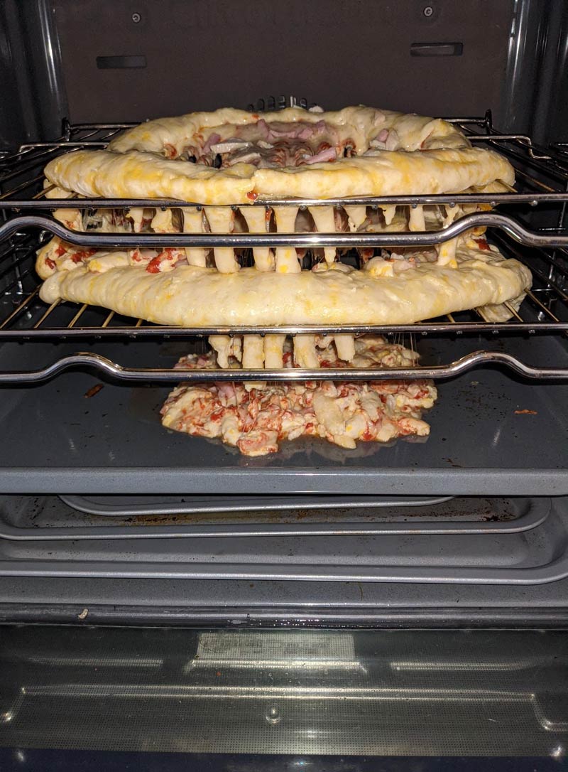 Important step. Place pizza on a baking tray