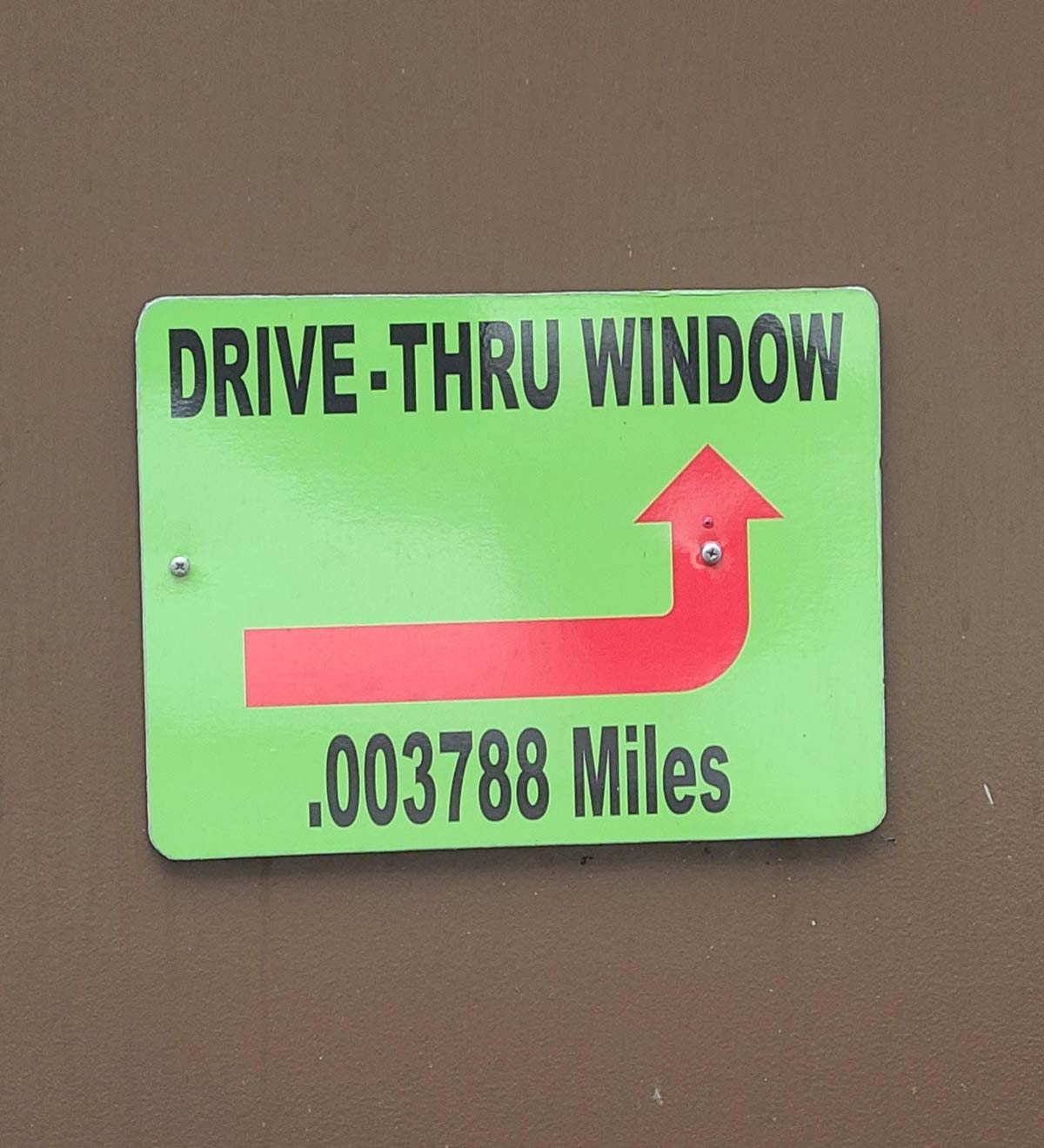 Drive thru window directions at a fast food restaurant
