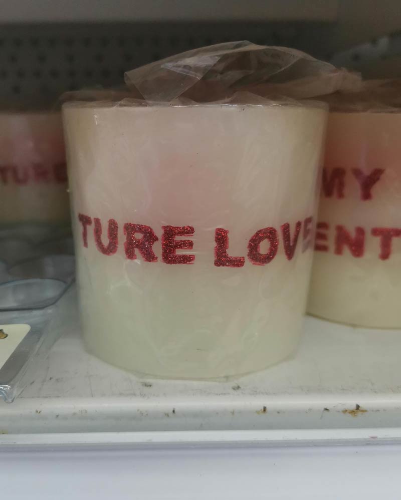I found this valentine's day candle in a shop today