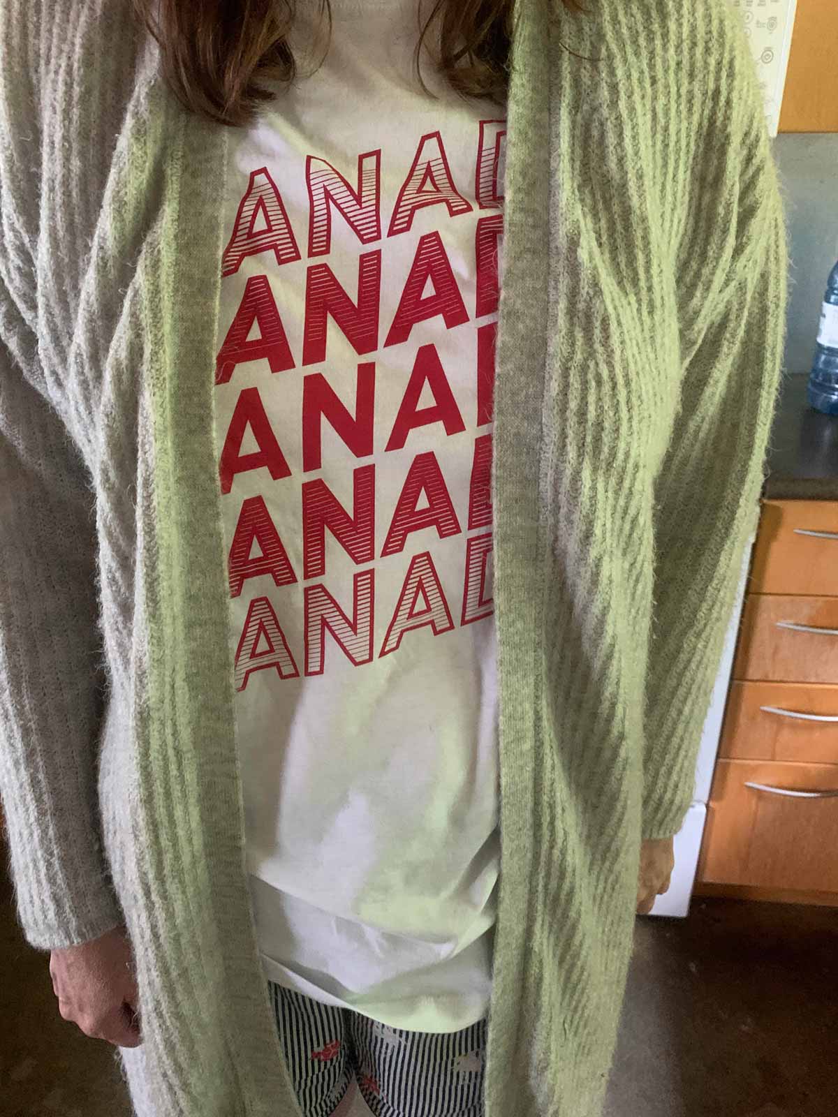 I told my wife she shouldn't wear a sweater with her Canada Day shirt