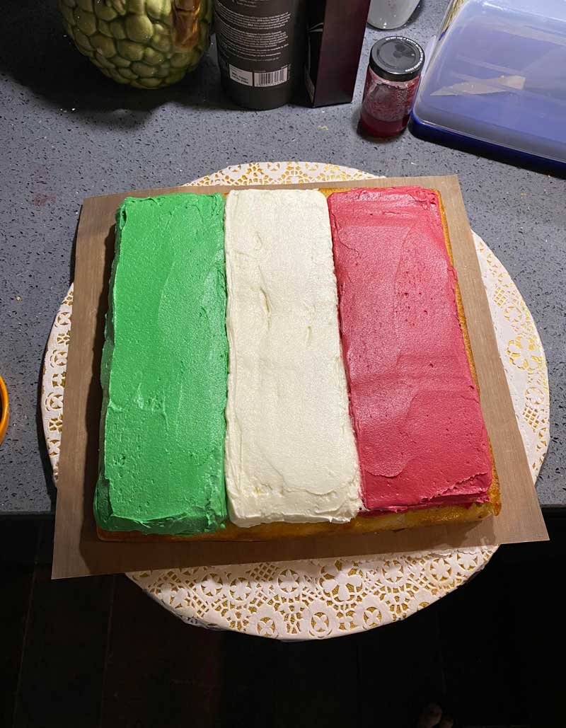 My Italian father baked a cake for his employees. We live in south-east England