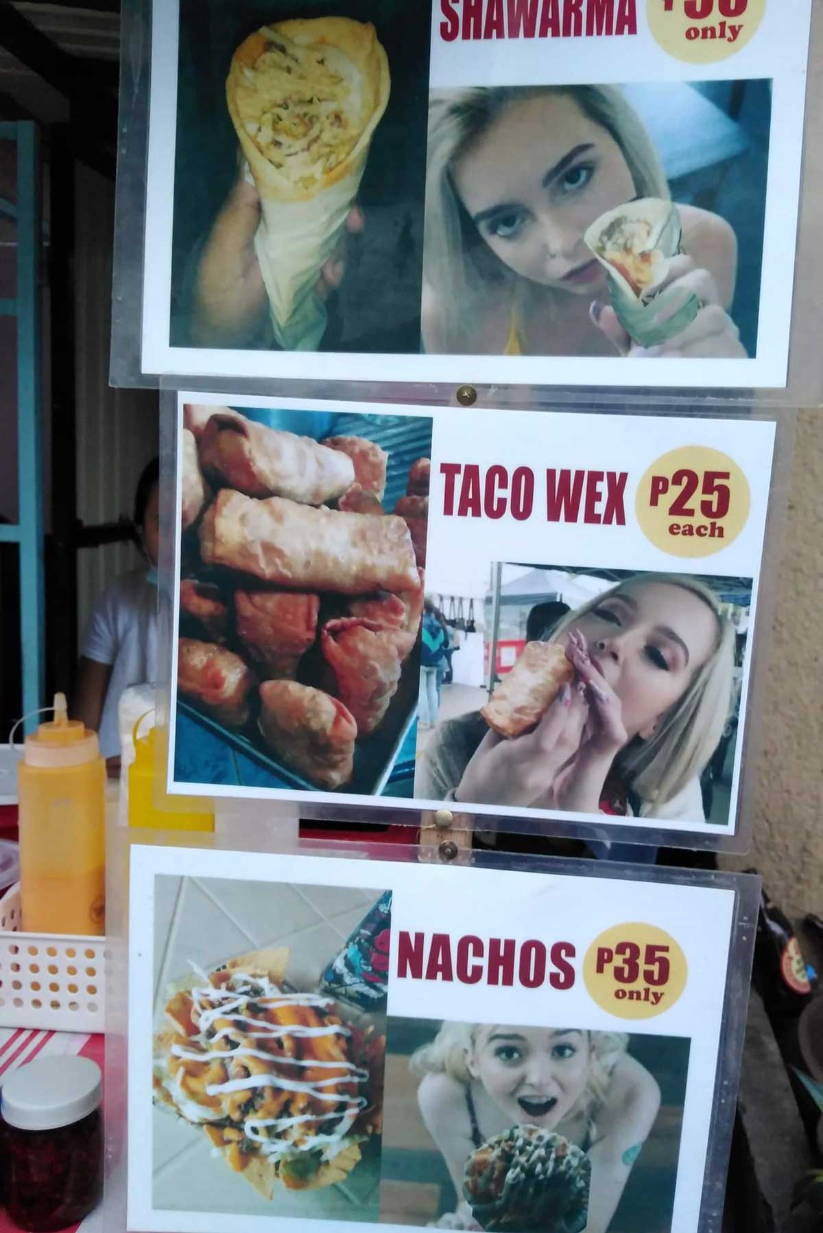 A street food Vendor menu in my town