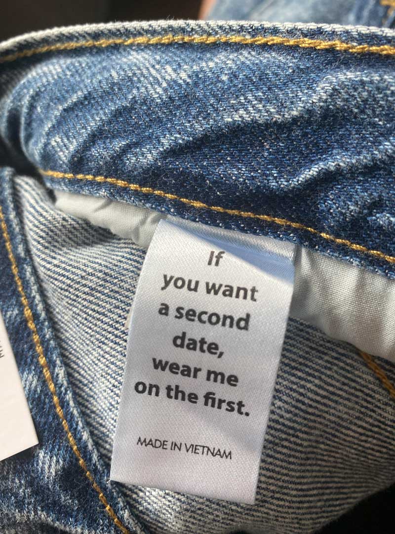 Inner tag on my new pair of jeans