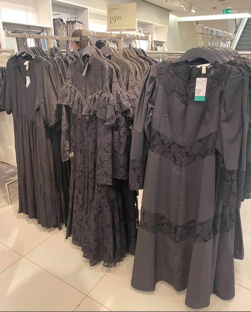 Can someone explain what is happening here at h&m? Who is buying these gowns from the 1918 funeral collection?