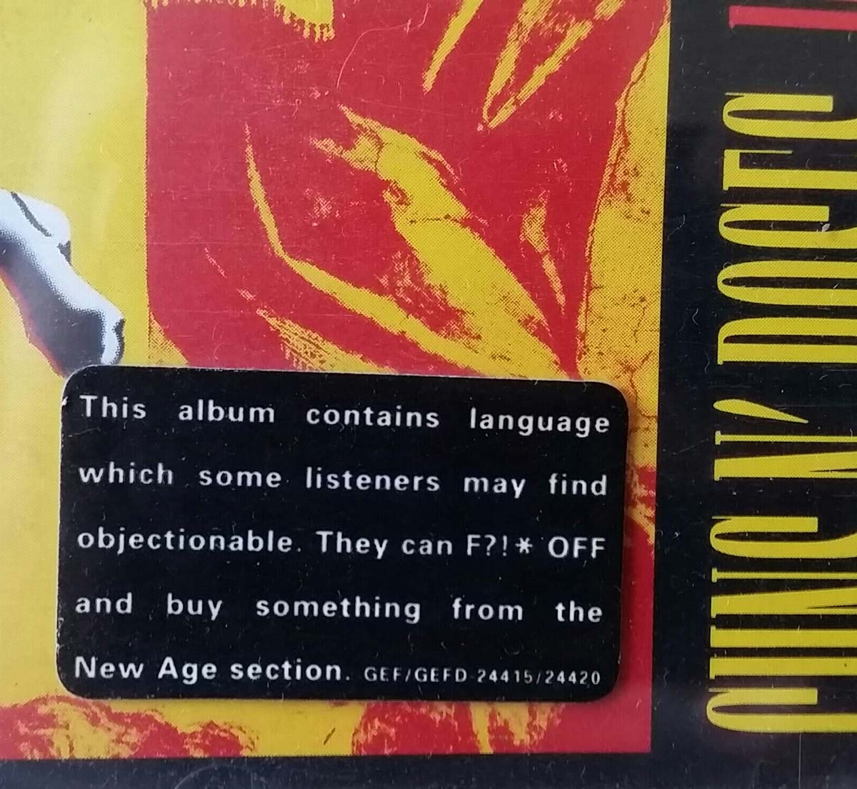 This sticker on one of my dad's cd cases