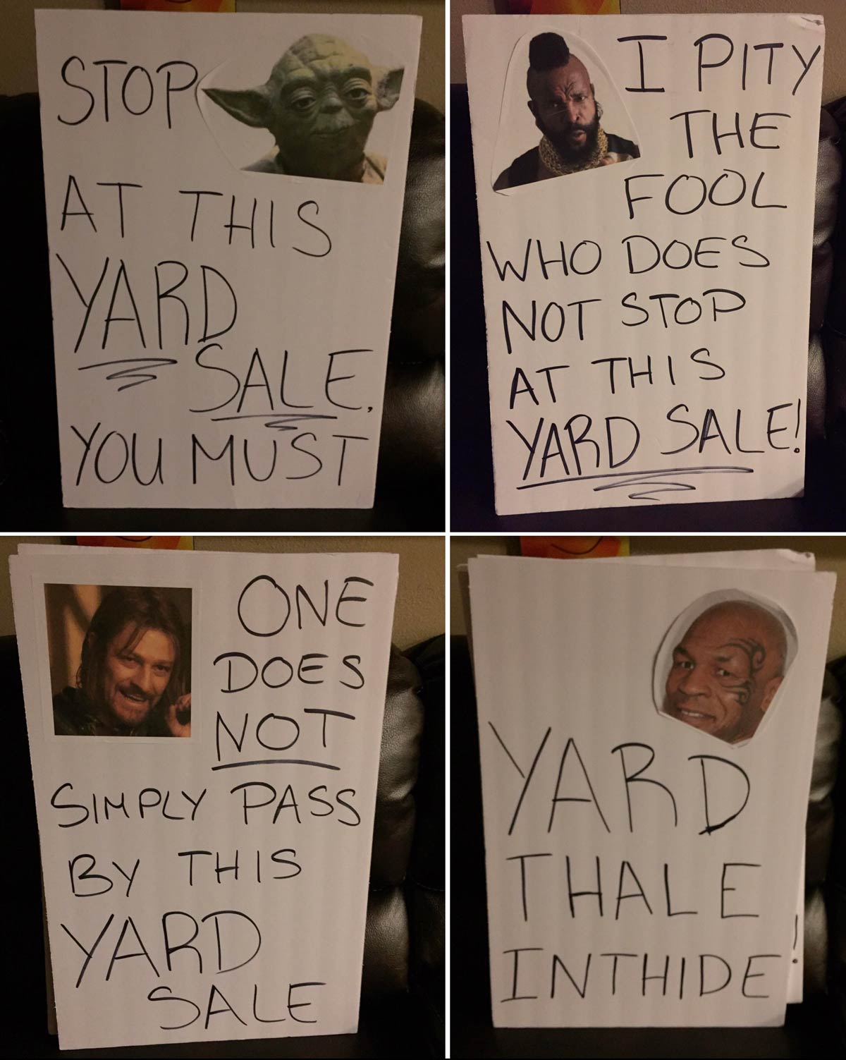 These were signs I made for a yard sale back in 2017