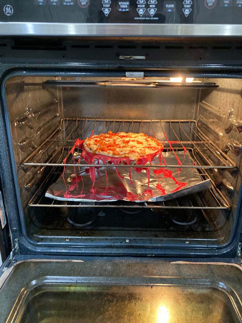 My younger brother tried to make a pizza