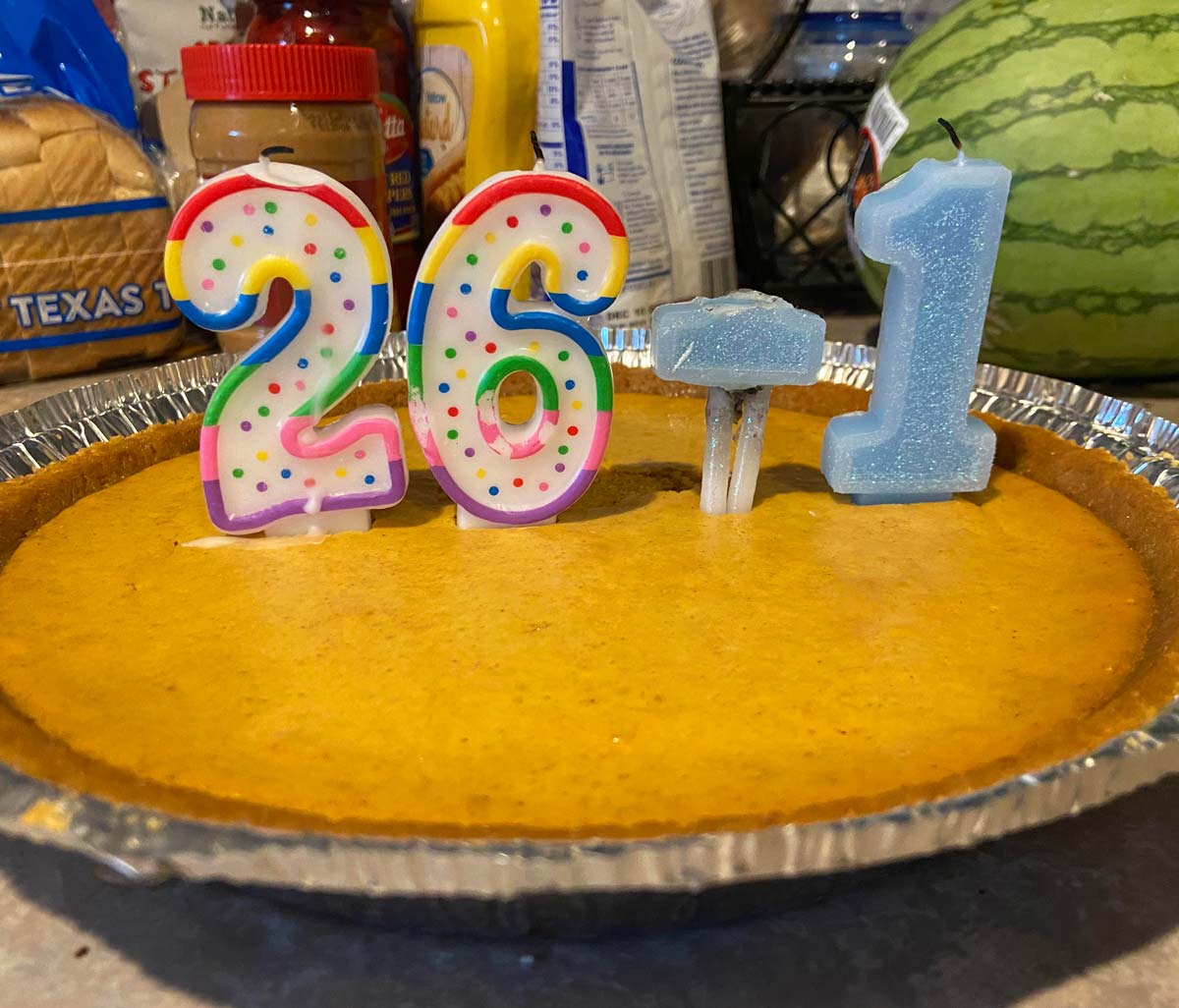 Couldn’t find a two and a five for my daughter’s birthday cheesecake, had to improvise